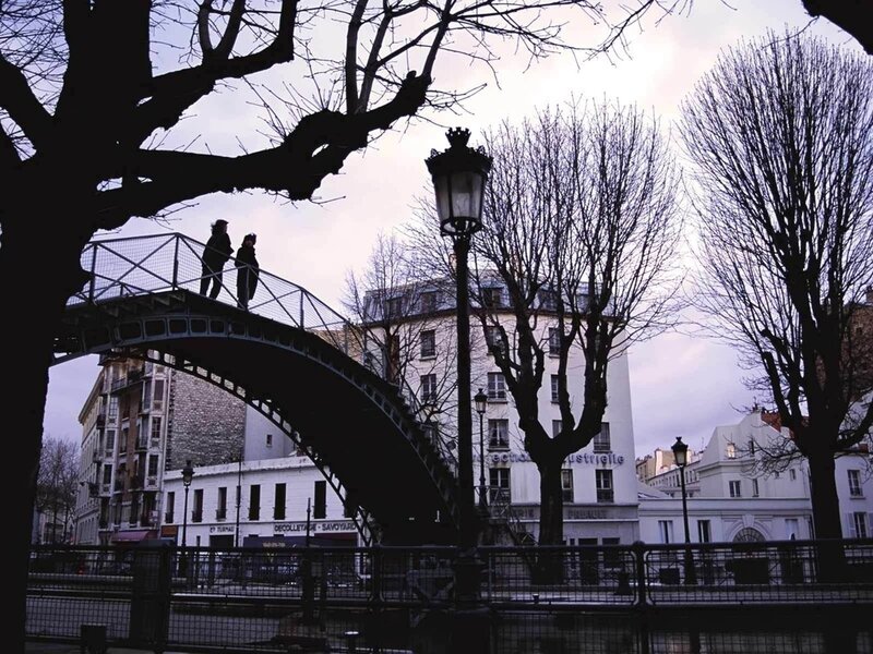 Two People on a Bridge — Black