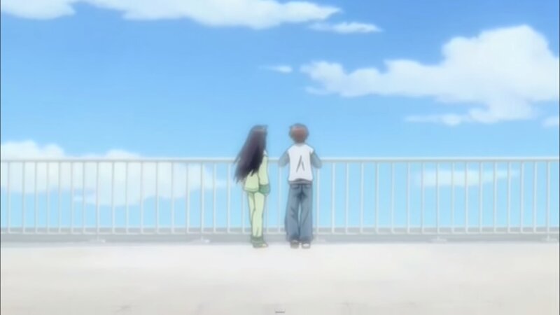 Two People on a Bridge — Blue