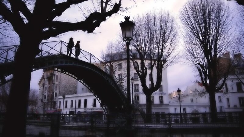 Two People on a Bridge — Gray