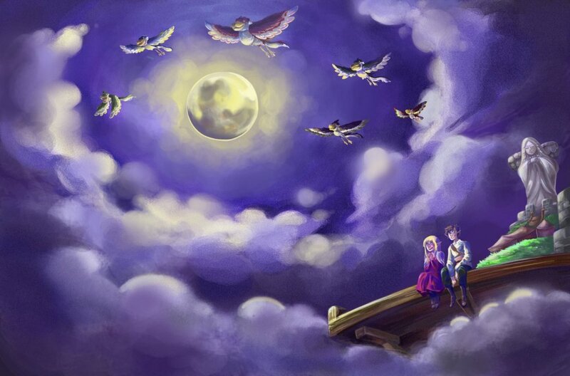 Two People on a Bridge — Purple