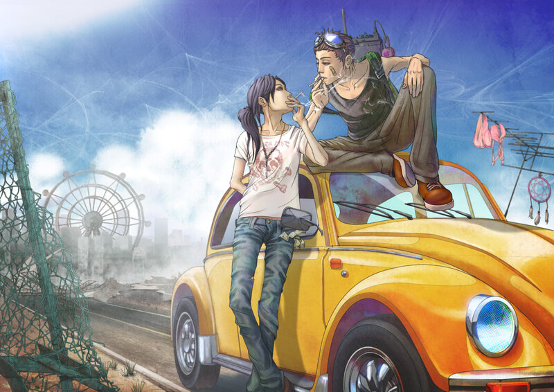 Two People on a Car
