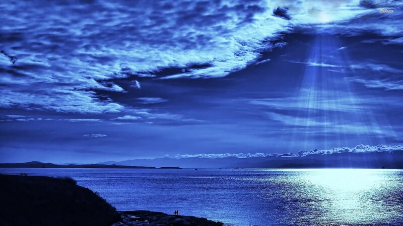 Two People on a Cliff — Blue, Dramatic