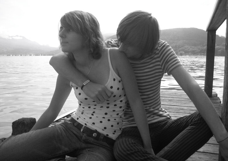 Two People on a Dock — Black