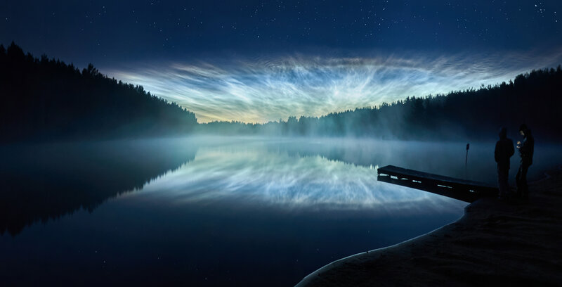 Two People on a Dock — Blue