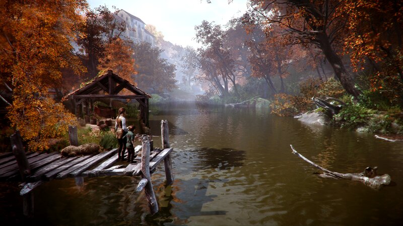 Two People on a Dock — Brown