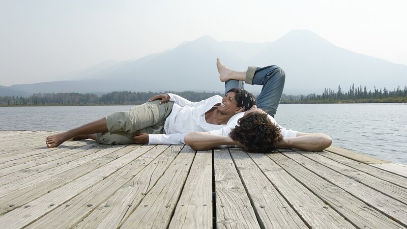 Two People on a Dock — Gray