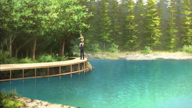 Two People on a Dock — Green, Serene