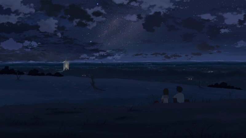 Two People on a Hill — Dark Blue, Serene