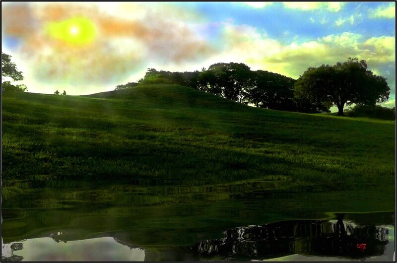 Two People on a Hill — Green