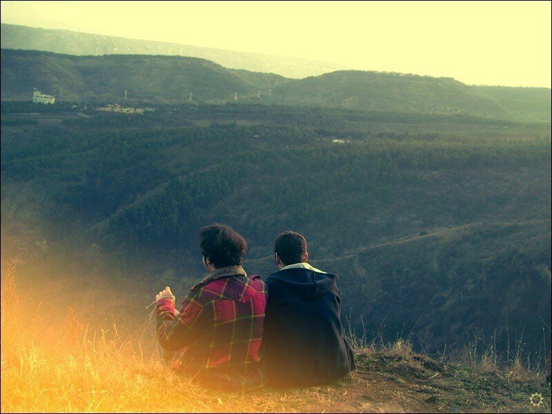 Two People on a Hill — Yellow