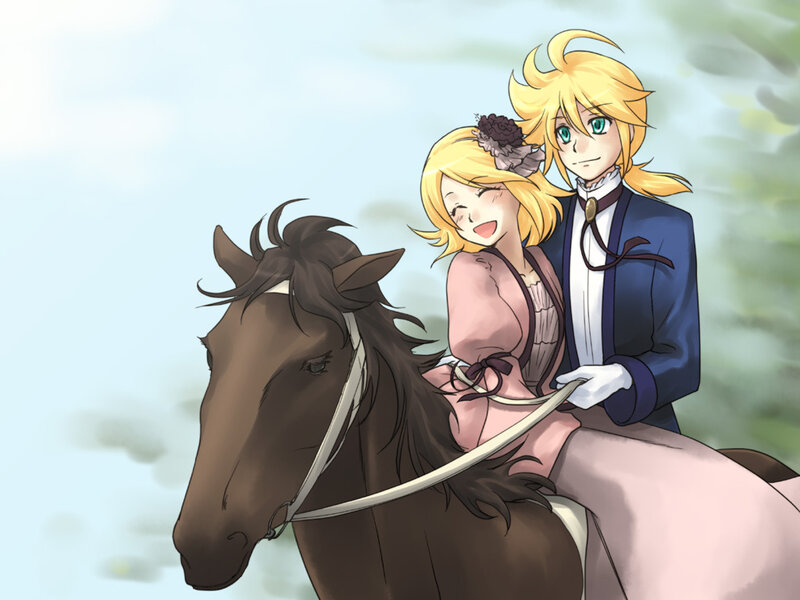 Two People on a Horse — Brown