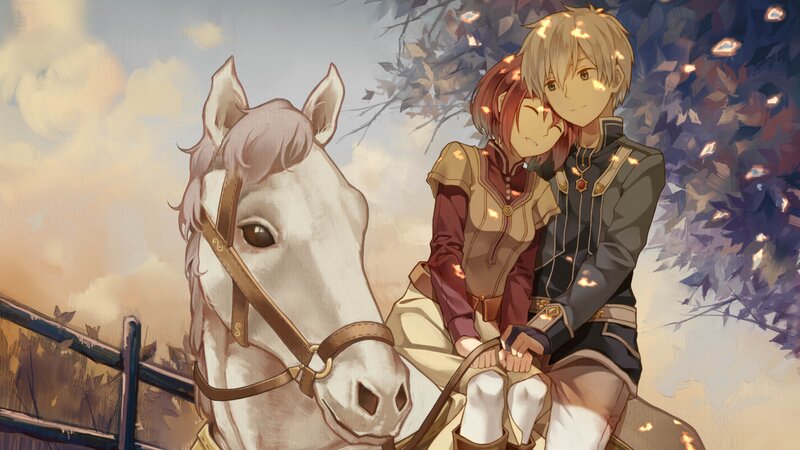 Two People on a Horse — White, Serene