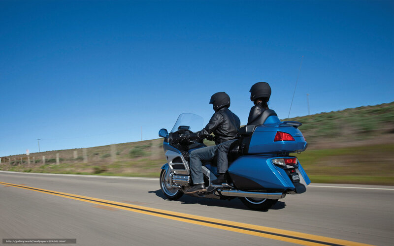 Two People on a Motorcycle — Blue, Serene