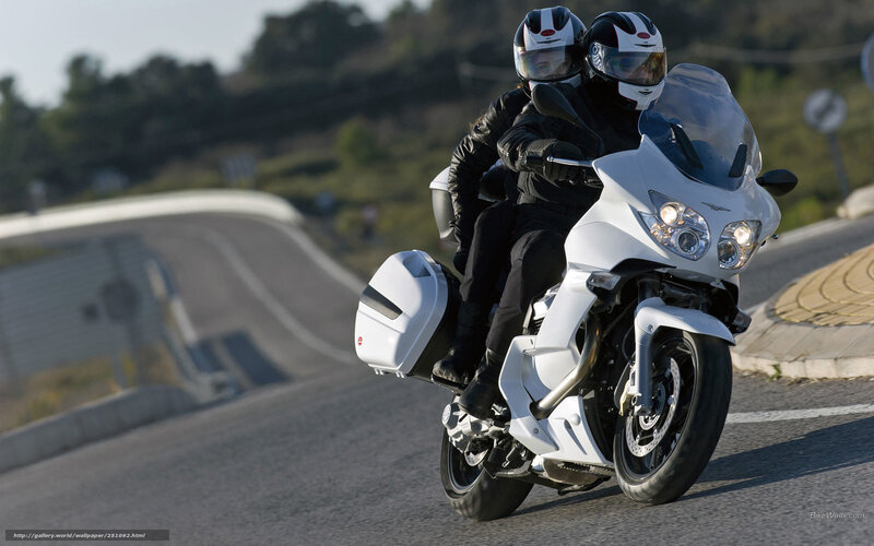 Two People on a Motorcycle — White, Dynamic