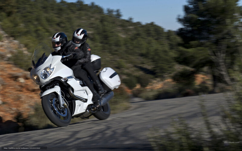 Two People on a Motorcycle — White