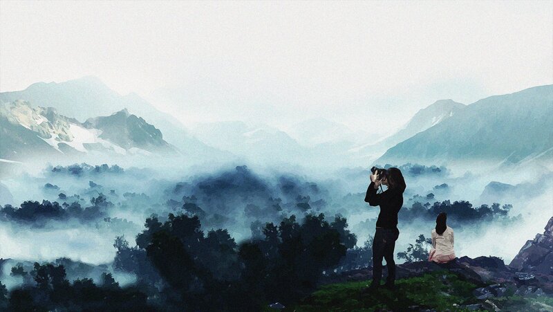 Two People on a Mountain