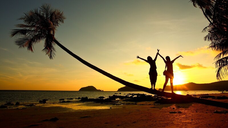 Two People on a Palm Tree