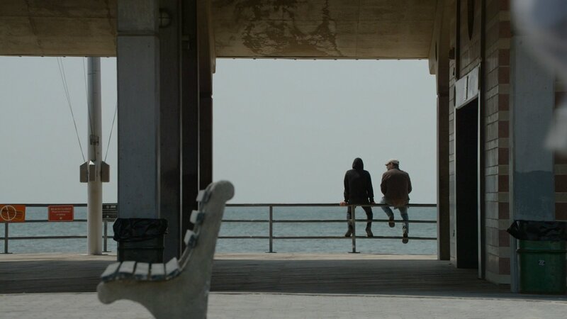 Two People on a Pier — Gray