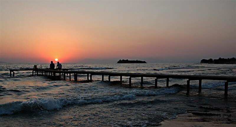 Two People on a Pier — Orange