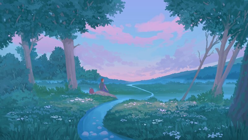 Two People on a Riverbank