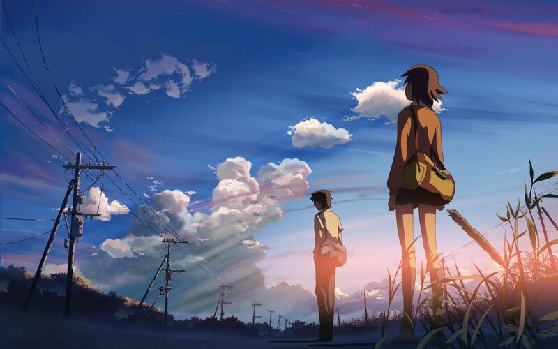 Two People on a Road — Blue, Serene