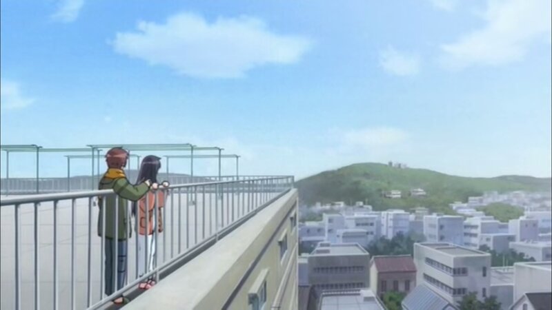 Two People on a Rooftop — Blue, Serene
