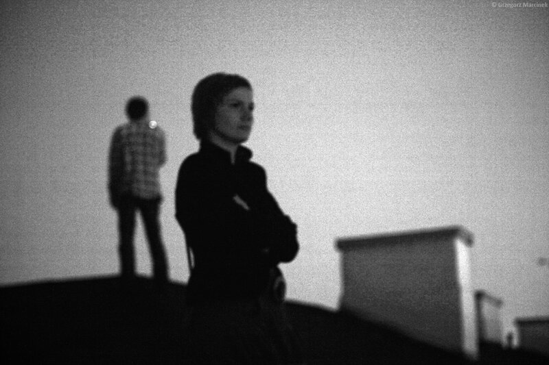 Two people on a rooftop