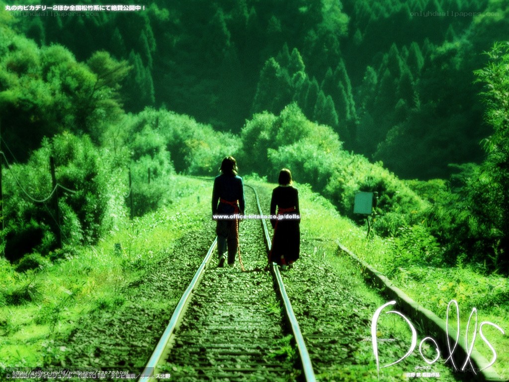 Two people on a train track