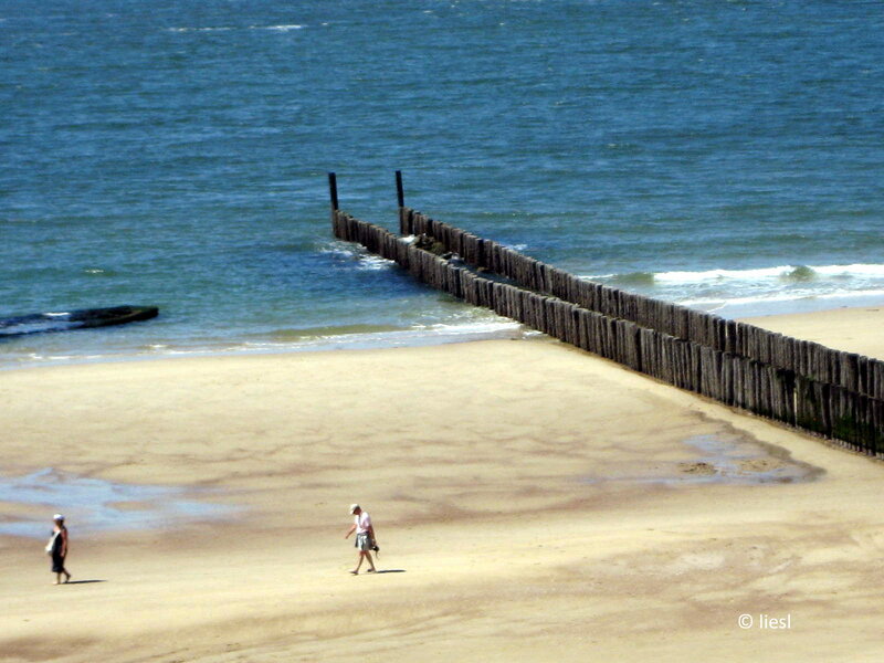 Two People on Beach — Blue, Calm