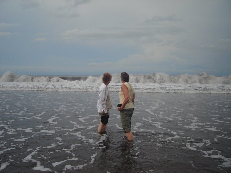 Two People on Beach — Gray