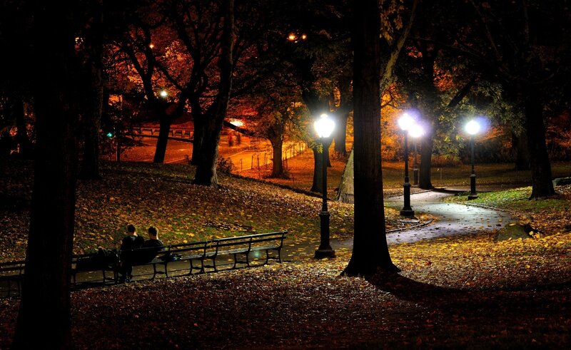 Two People on Bench — Black, Serene