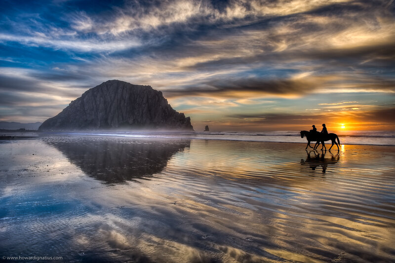 Two People on Horses — Blue