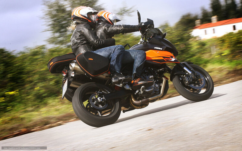 Two People on Motorcycle — Black, Dynamic, Afternoon, Photograph, Road