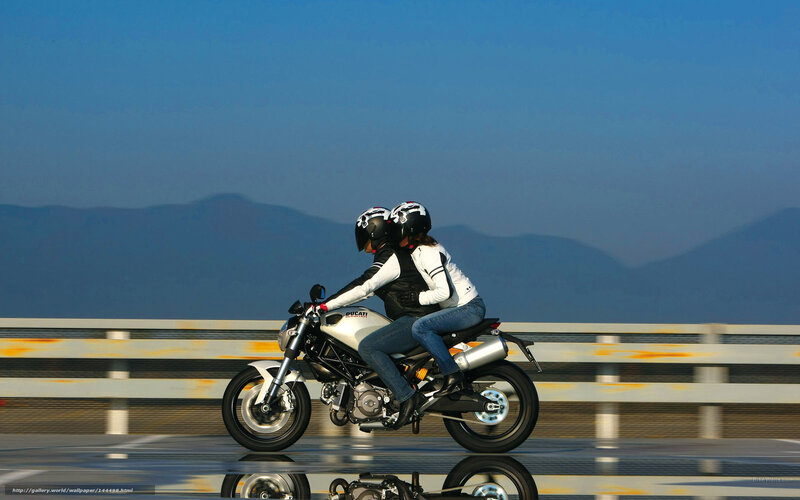 Two People on Motorcycle — Blue, Dynamic