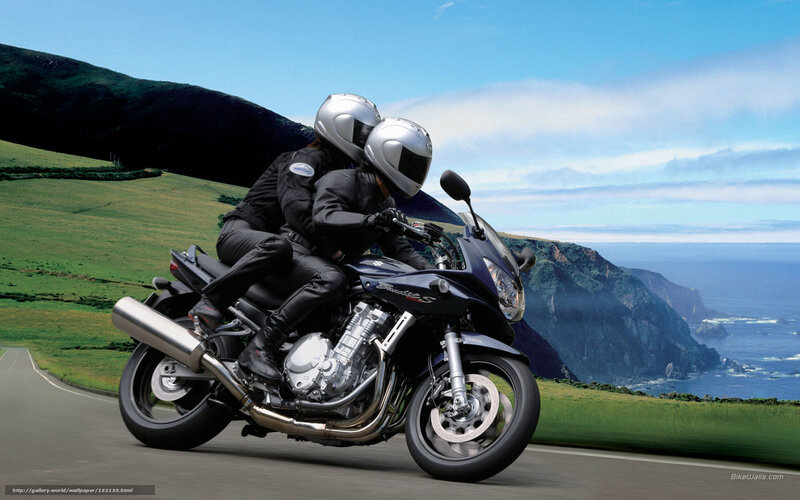 Two People on Motorcycle — Blue, Serene