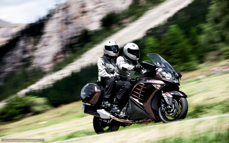 Two People on Motorcycle — Brown, Dynamic