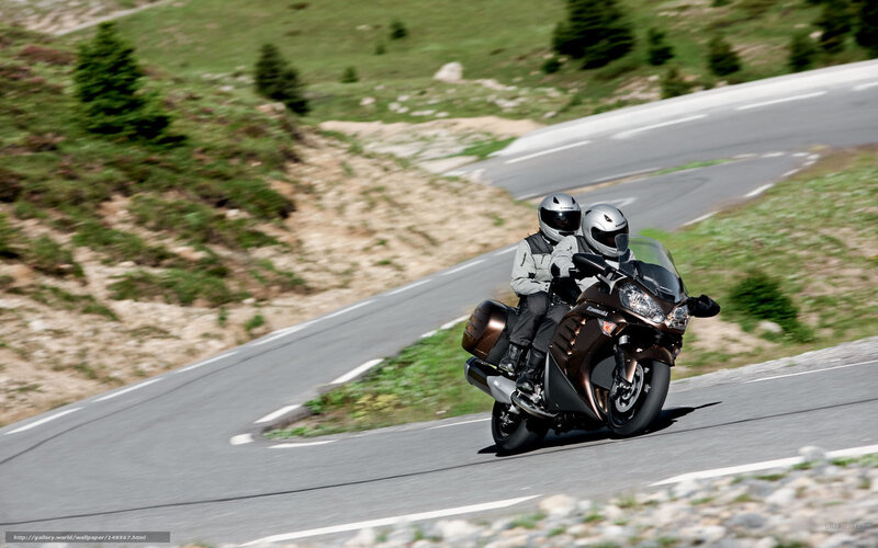 Two People on Motorcycle — Gray, Active