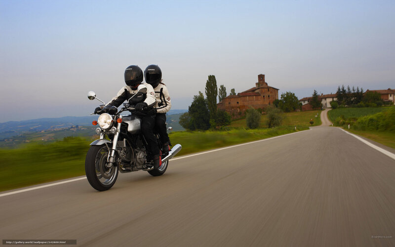 Two People on Motorcycle — Green