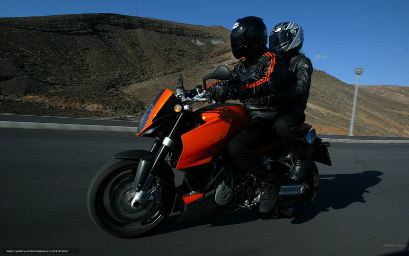 Two People on Motorcycle — Orange