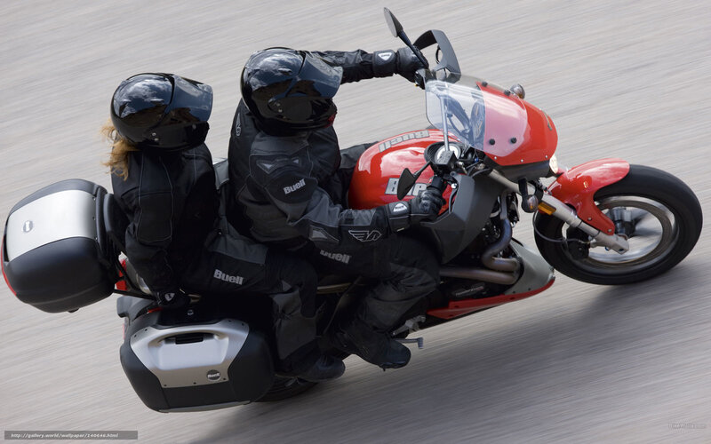 Two People on Motorcycle — Red
