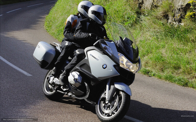 Two People on Motorcycle — Silver