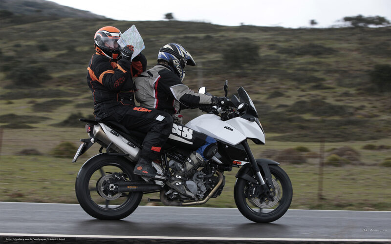 Two People on Motorcycle — White, Active