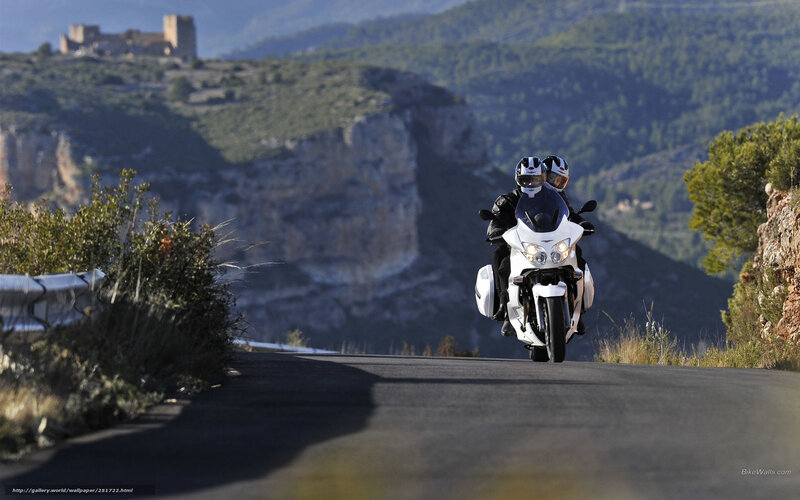 Two People on Motorcycle — White, Dramatic