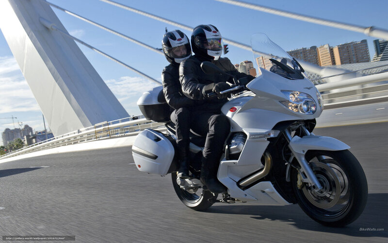 Two People on Motorcycle — White, Dynamic