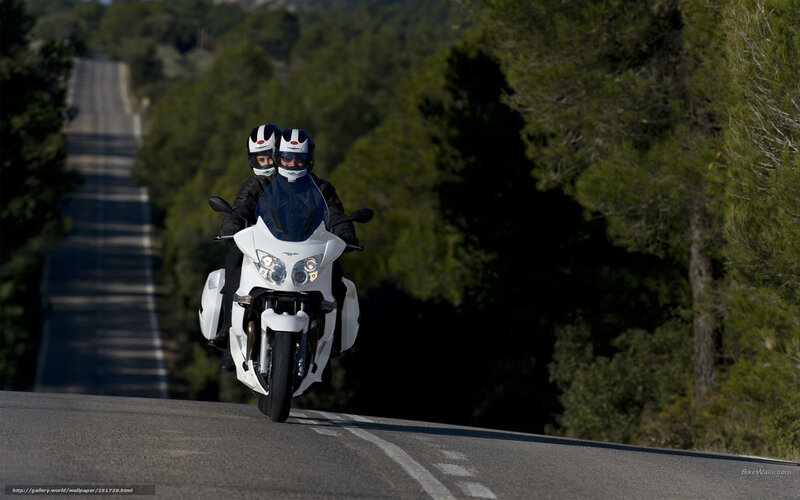 Two People on Motorcycle — White, Serene, Afternoon, Photograph, Road