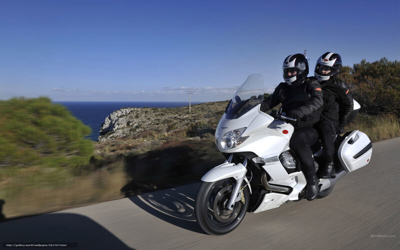 Two People on Motorcycle — White, Serene, Afternoon
