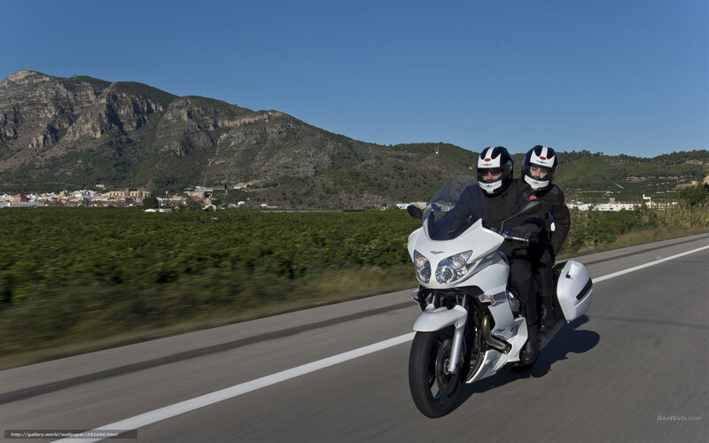 Two People on Motorcycle — White, Serene