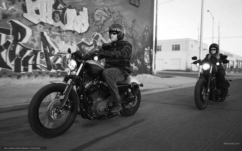 Two People on Motorcycles — Black