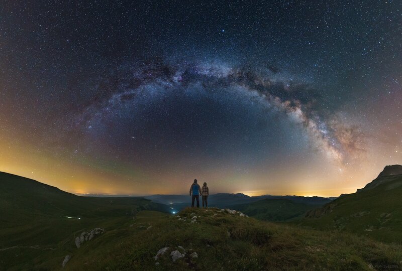 Two People on Mountain — Black