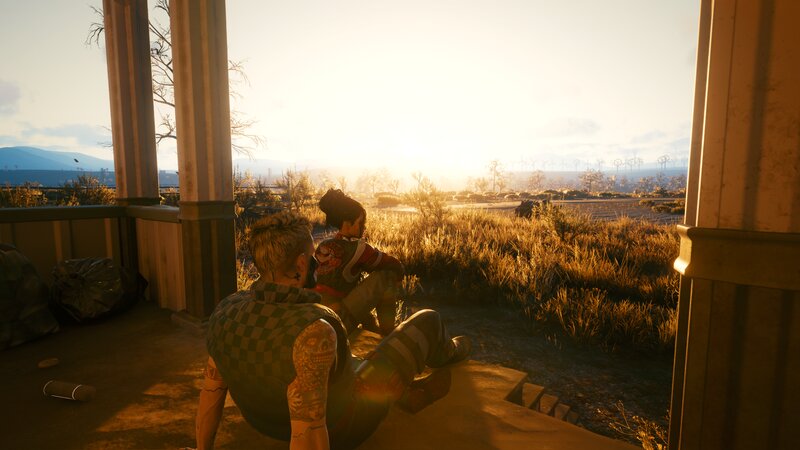 Two People on Porch — Gold